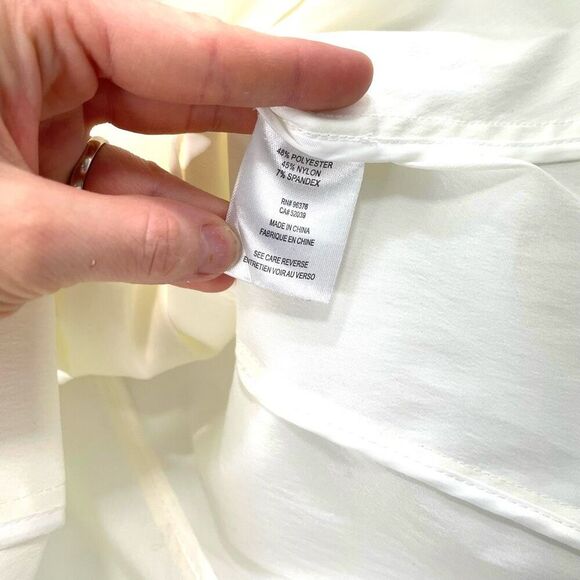 Samuel Dong wired ruffle collar button up shirt top Size S white - Picture 7 of 7